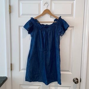 Chambray off-the-shoulder dress